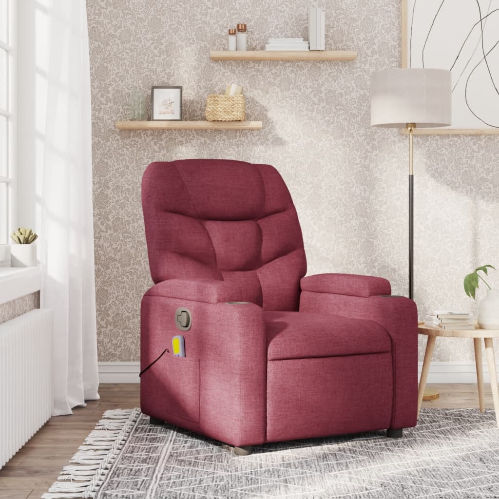 Fauteuil de massage inclinable Rouge bordeaux Tissu Fauteuils vidaXL   