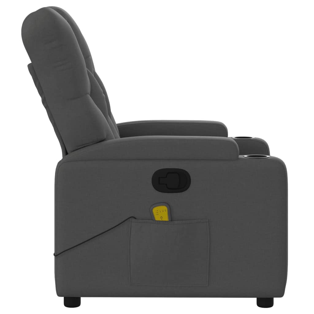 Fauteuil de massage inclinable Gris foncé Tissu Fauteuils vidaXL   