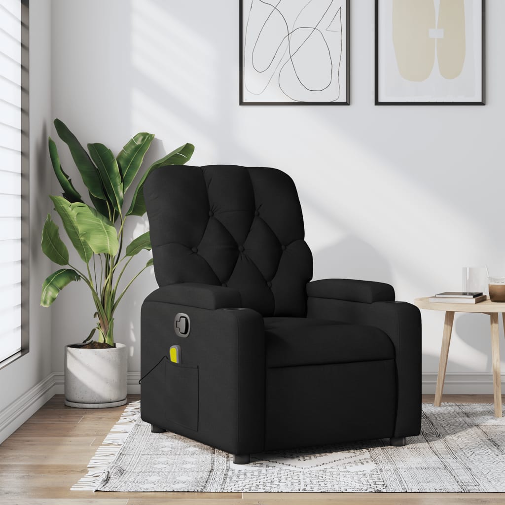 Fauteuil de massage inclinable Noir Tissu Fauteuils vidaXL   