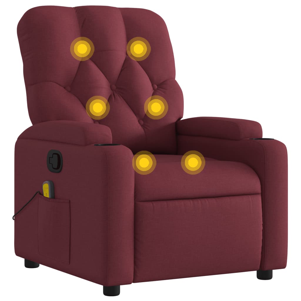 Fauteuil de massage inclinable Rouge bordeaux Tissu Fauteuils vidaXL   