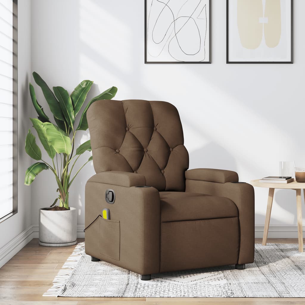 Fauteuil de massage inclinable Marron Tissu Fauteuils vidaXL   