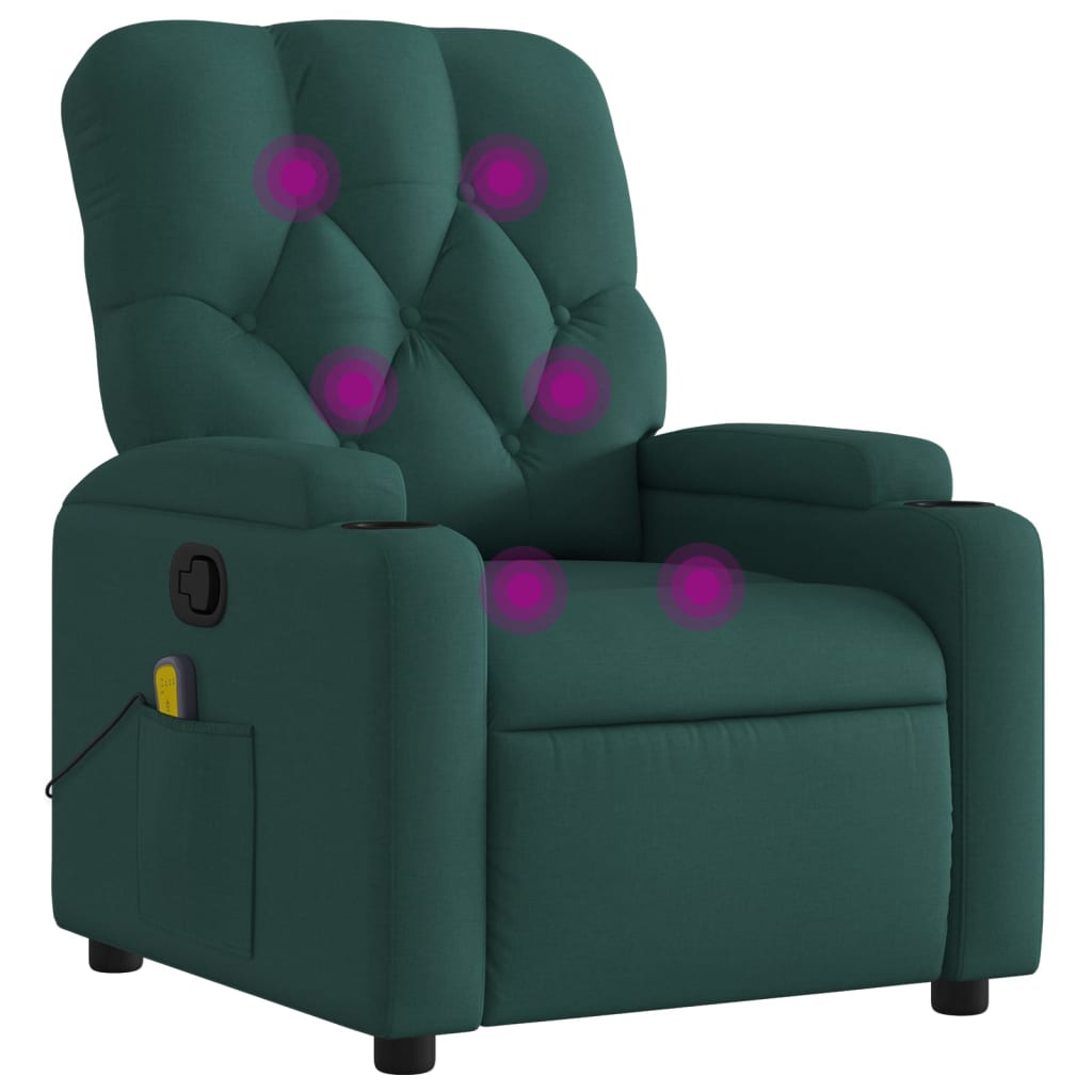 Fauteuil de massage inclinable Vert foncé Tissu Fauteuils vidaXL   