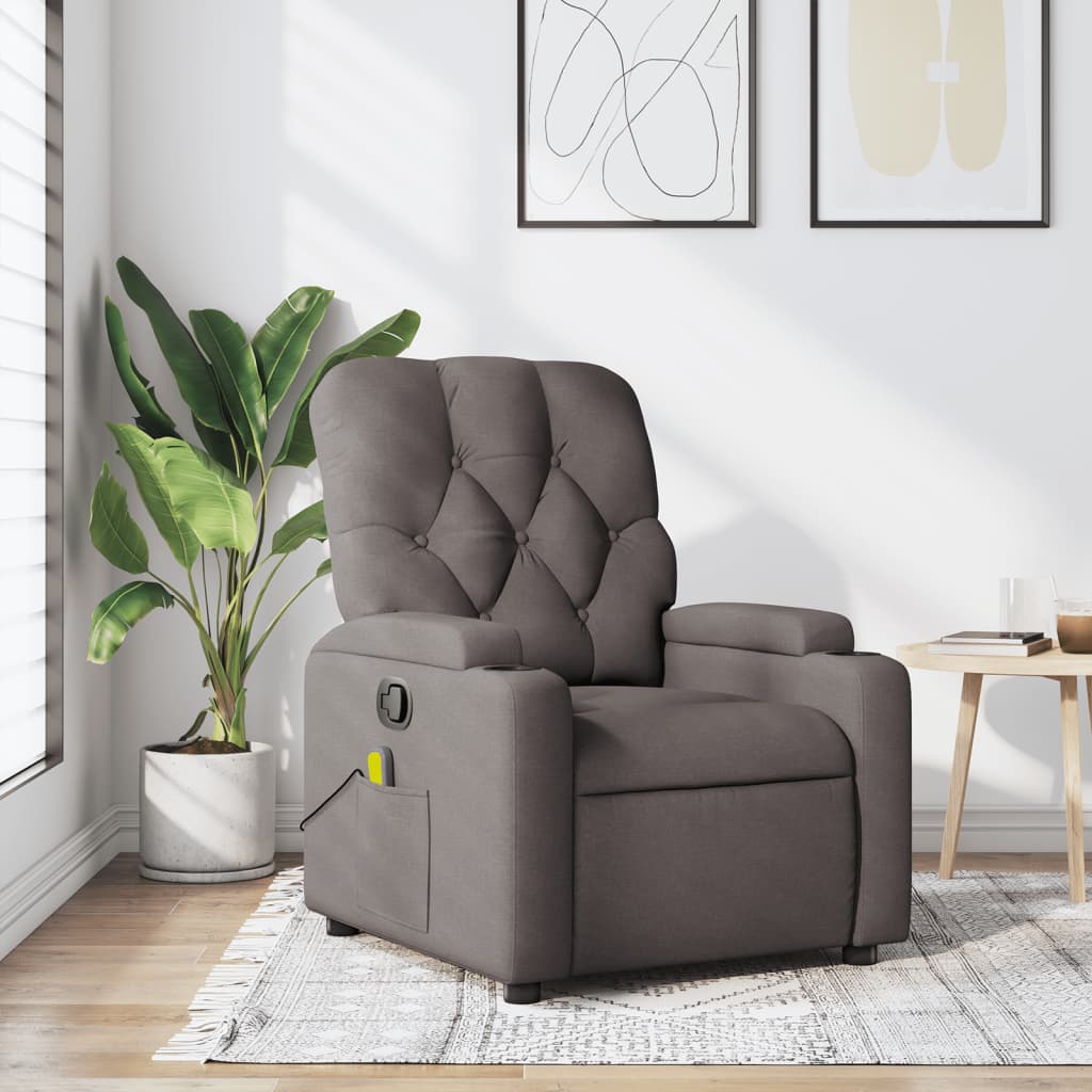 Fauteuil de massage inclinable Taupe Tissu Fauteuils vidaXL   