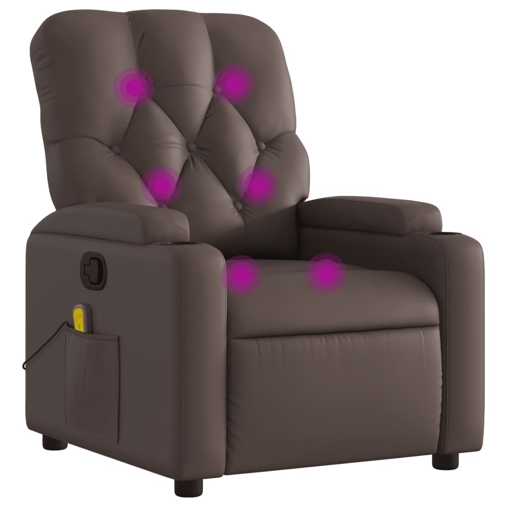 Fauteuil de massage inclinable Marron Similicuir Fauteuils vidaXL   