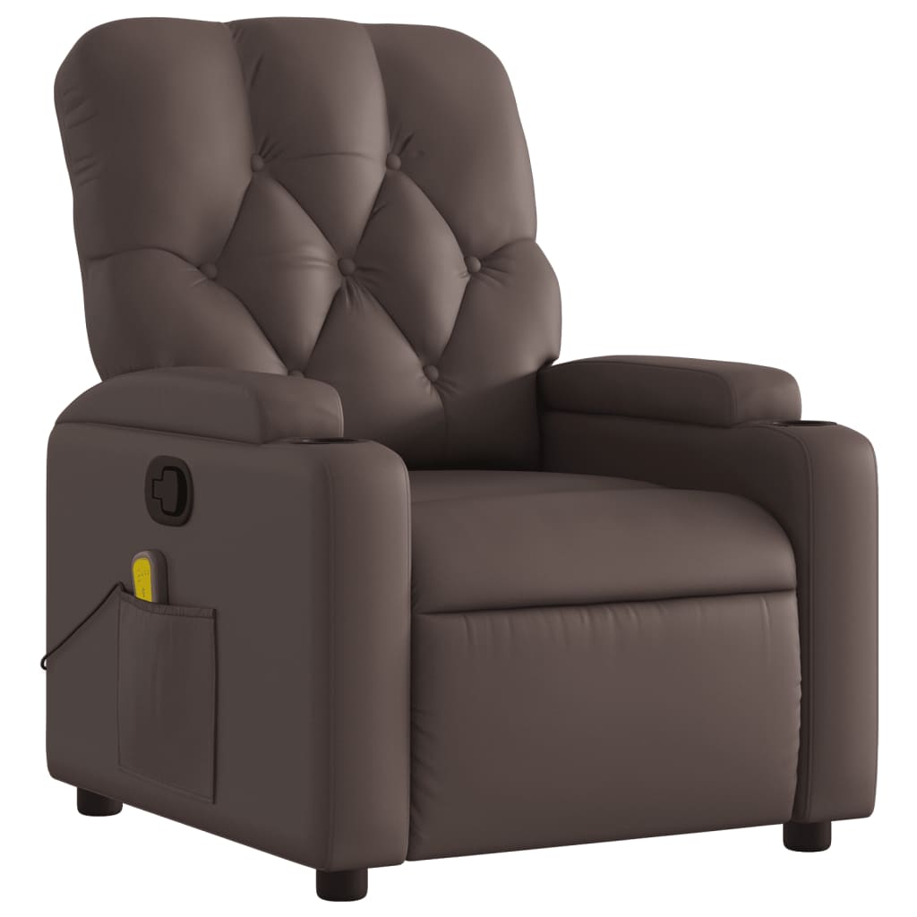 Fauteuil de massage inclinable Marron Similicuir Fauteuils vidaXL   