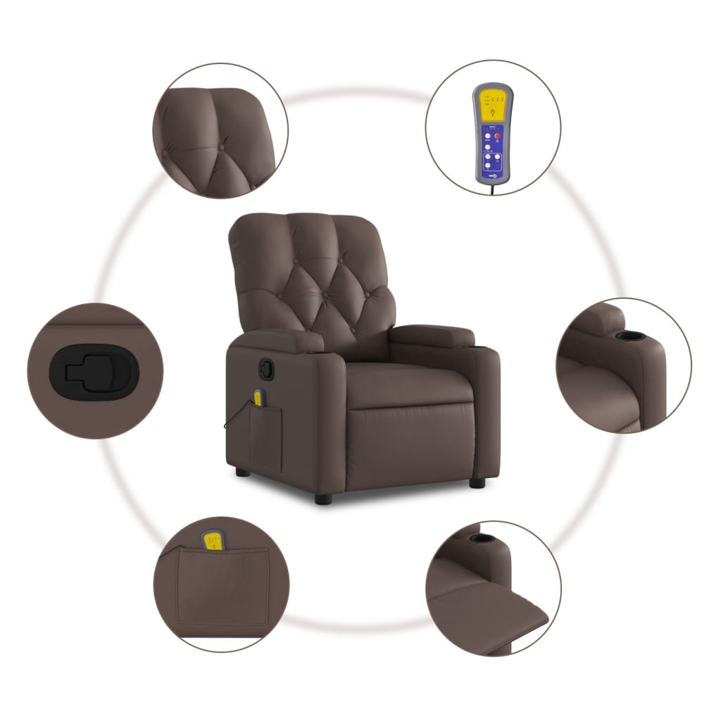 Fauteuil de massage inclinable Marron Similicuir Fauteuils vidaXL   