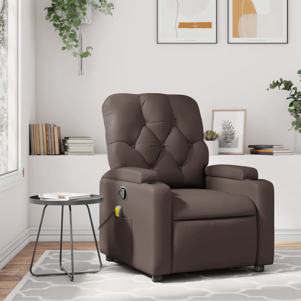 Fauteuil de massage inclinable Marron Similicuir Fauteuils vidaXL   