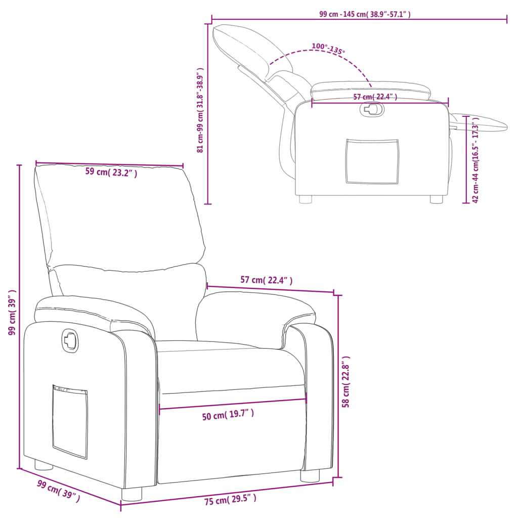 Fauteuil inclinable Gris Similicuir - Xios Store SNC