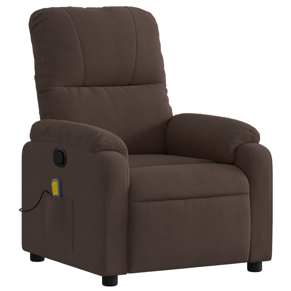 Fauteuil inclinable de massage marron tissu microfibre Fauteuils vidaXL   