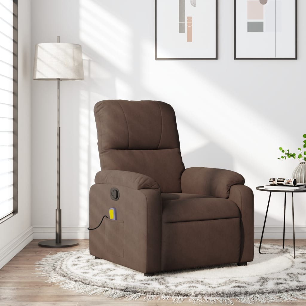 Fauteuil inclinable de massage marron tissu microfibre Fauteuils vidaXL   