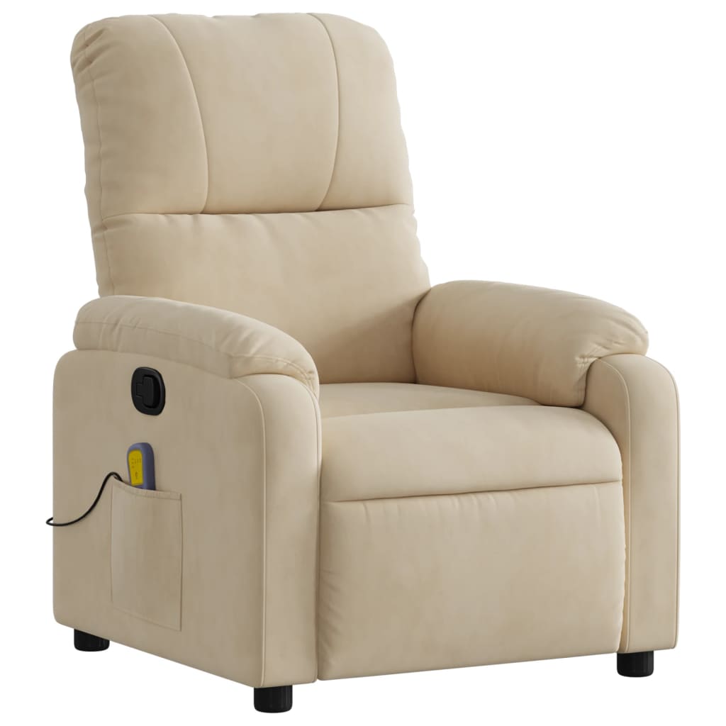 Fauteuil inclinable de massage crème tissu microfibre Fauteuils vidaXL   