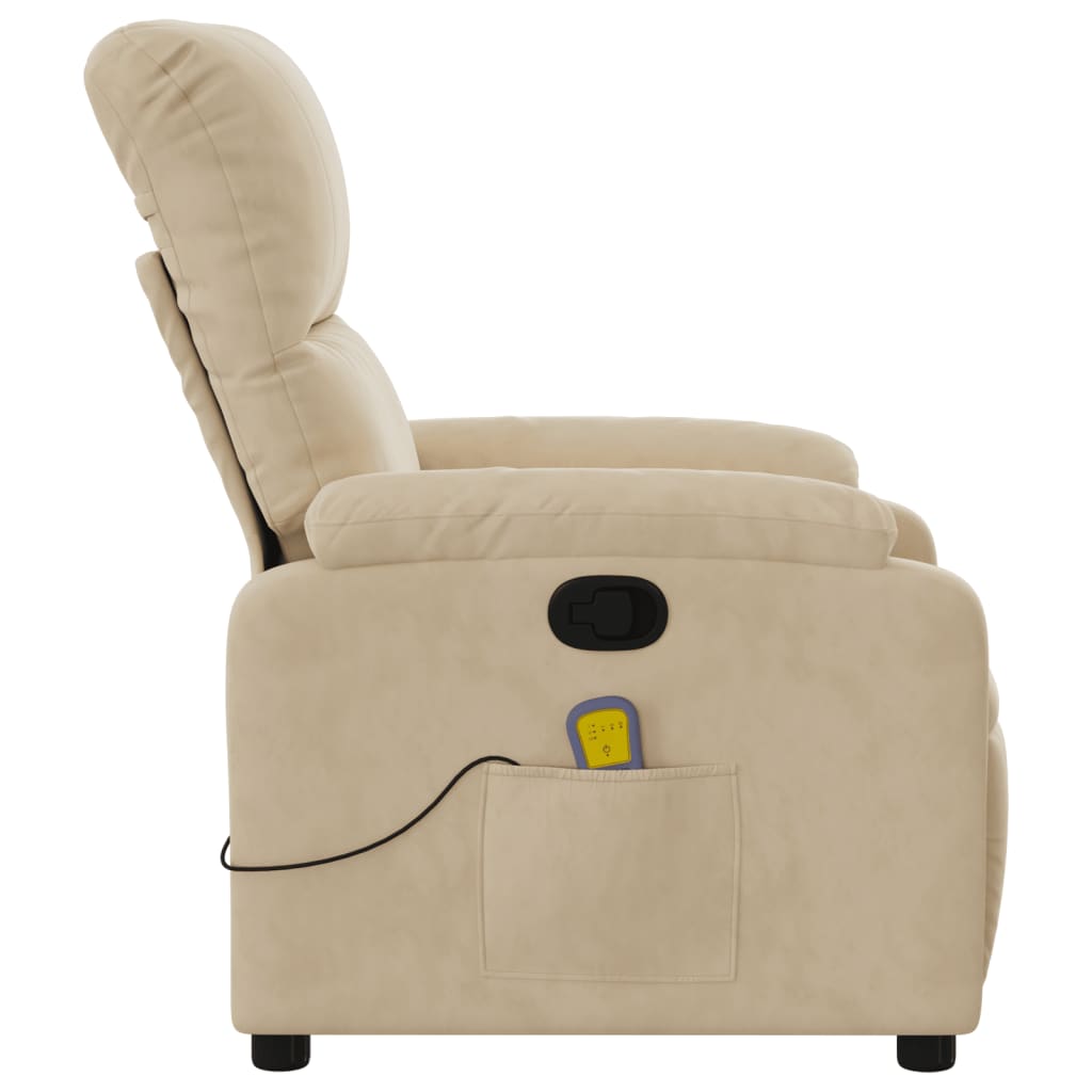 Fauteuil inclinable de massage crème tissu microfibre Fauteuils vidaXL   