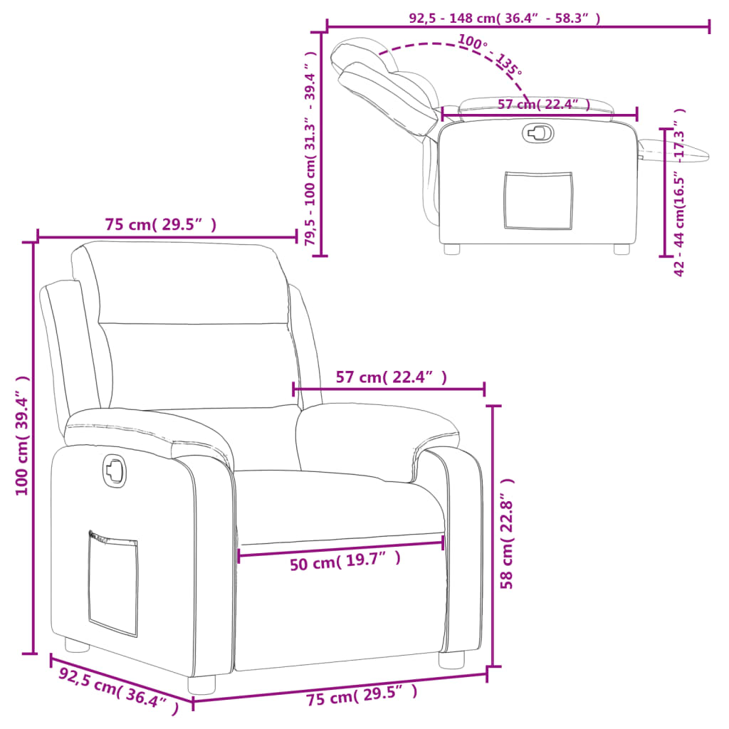 Fauteuil inclinable Marron Tissu Fauteuils vidaXL   