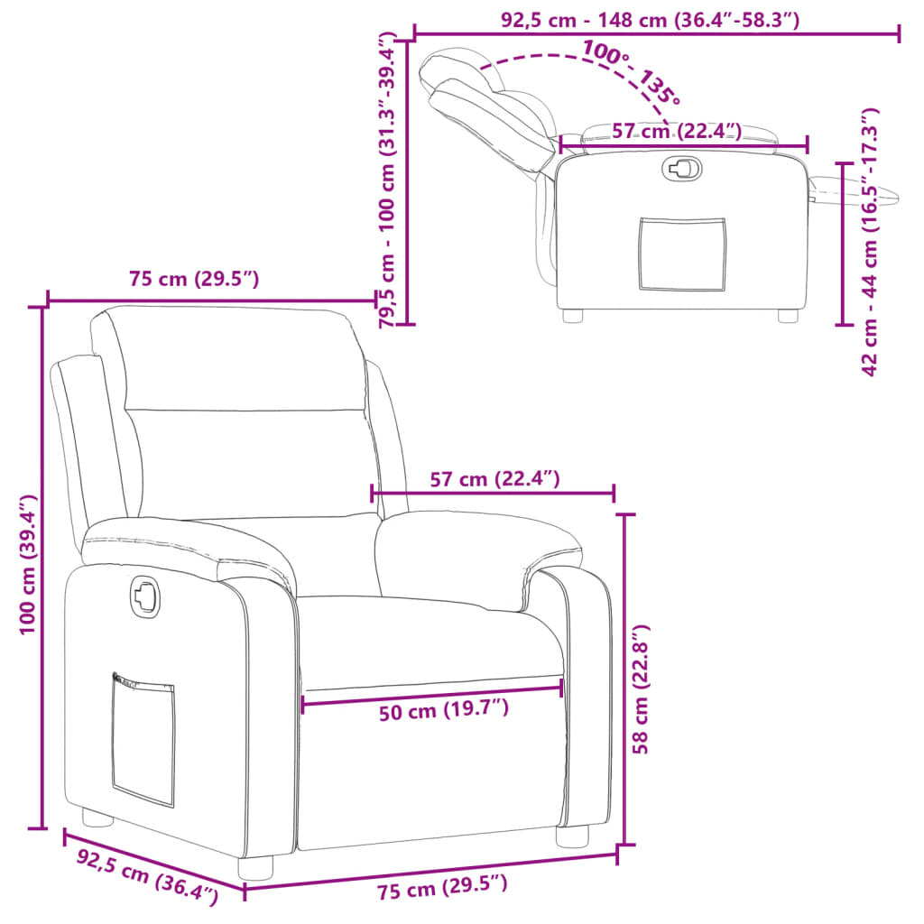 Fauteuil inclinable Noir Similicuir Fauteuils vidaXL   