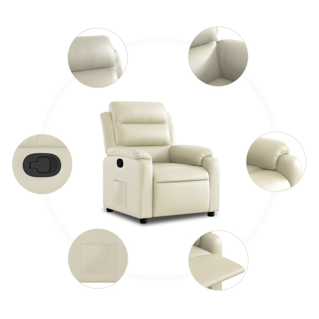 Fauteuil inclinable Crème Similicuir Fauteuils vidaXL   