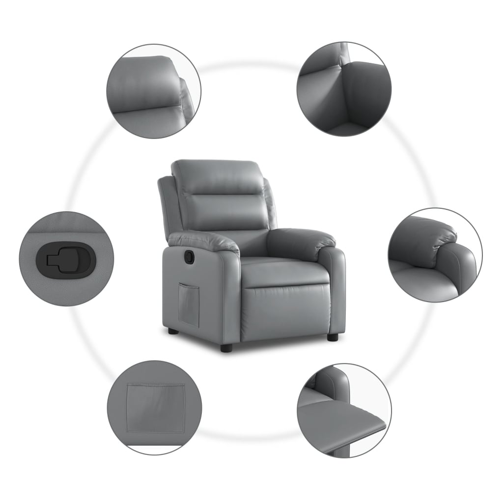 Fauteuil inclinable Gris Similicuir Fauteuils vidaXL   