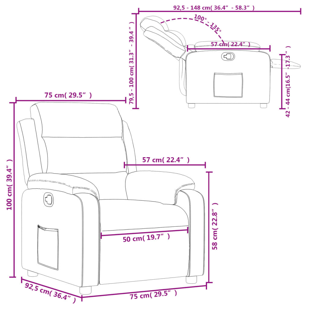 Fauteuil inclinable Gris Similicuir Fauteuils vidaXL   