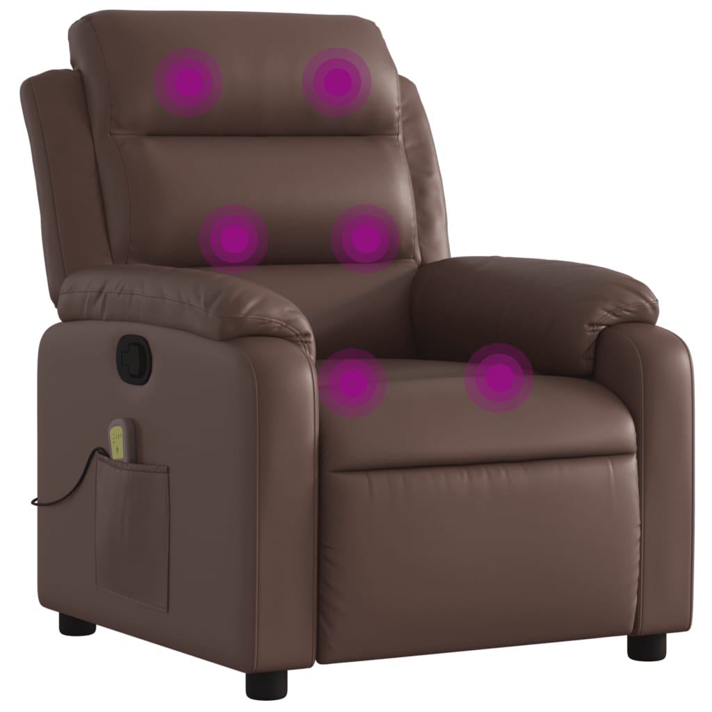 Fauteuil de massage inclinable Marron Similicuir Fauteuils vidaXL