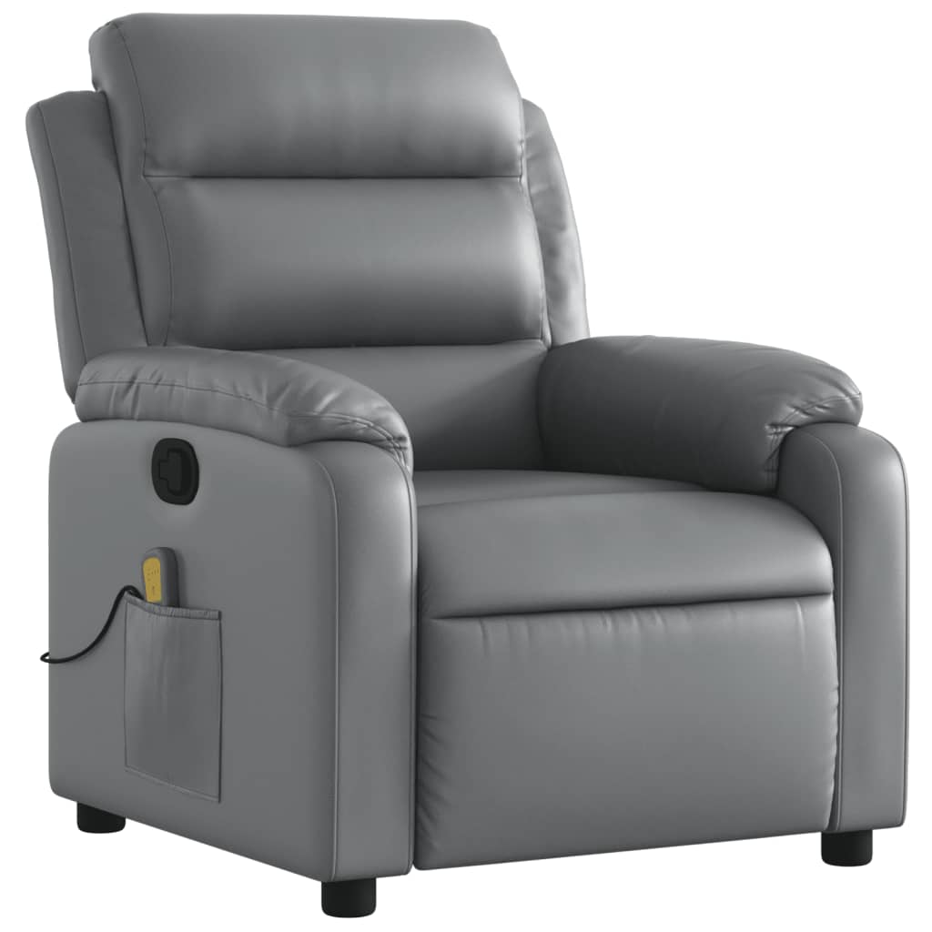 Fauteuil de massage inclinable Gris Similicuir Fauteuils vidaXL   