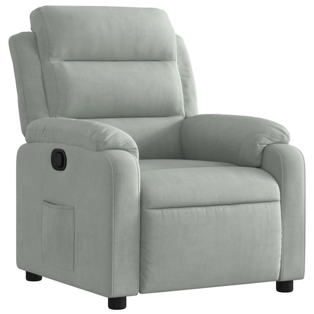 Fauteuil inclinable gris clair velours Fauteuils vidaXL   