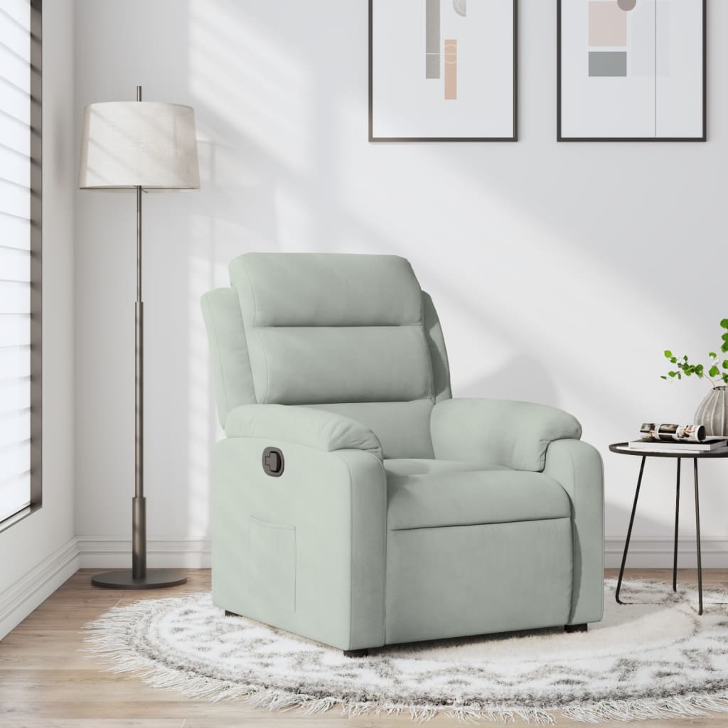 Fauteuil inclinable gris clair velours Fauteuils vidaXL   