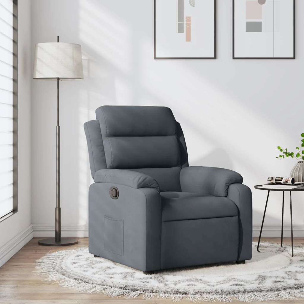 Fauteuil inclinable Gris foncé Velours Fauteuils vidaXL   