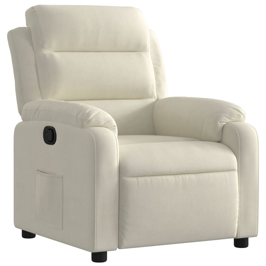 Fauteuil inclinable Crème Velours Fauteuils vidaXL   