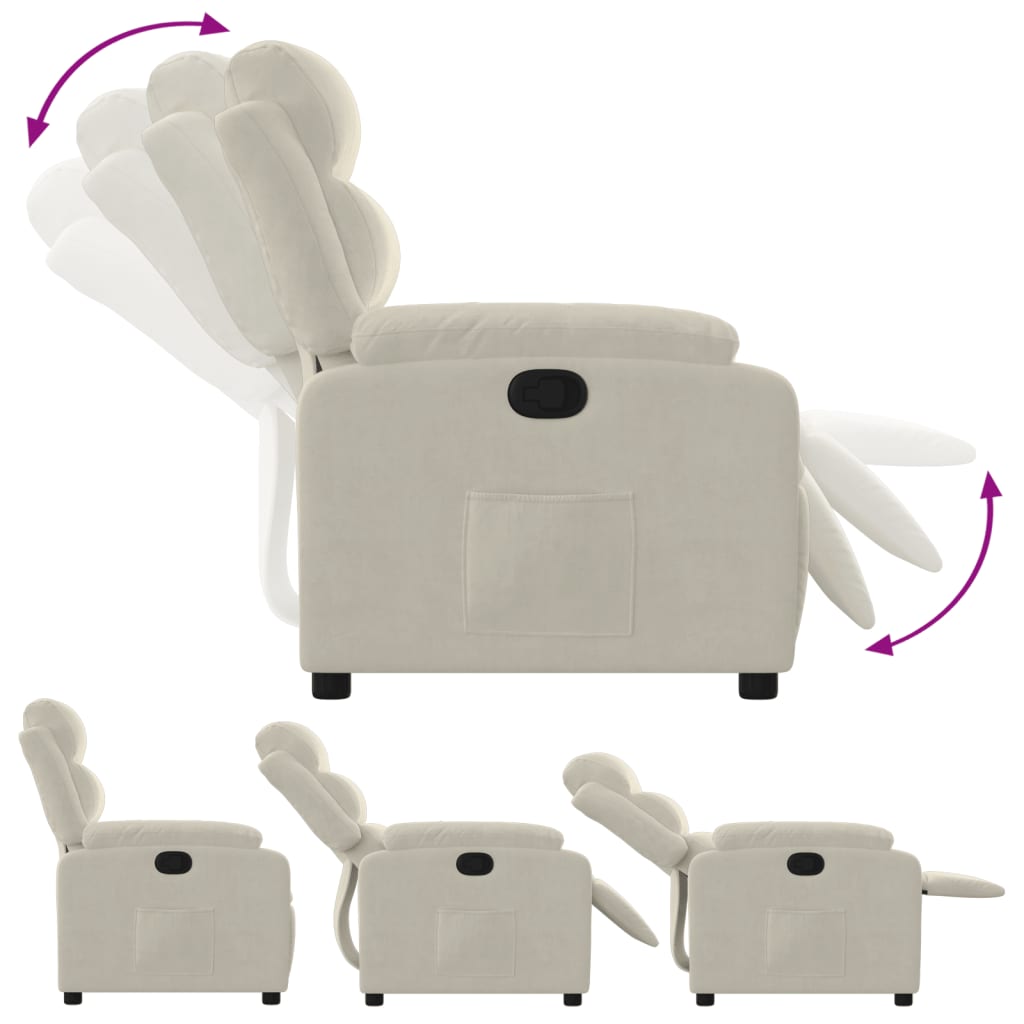 Fauteuil inclinable Crème Velours Fauteuils vidaXL   