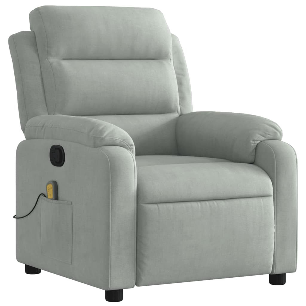 Fauteuil de massage inclinable gris clair velours Fauteuils vidaXL   