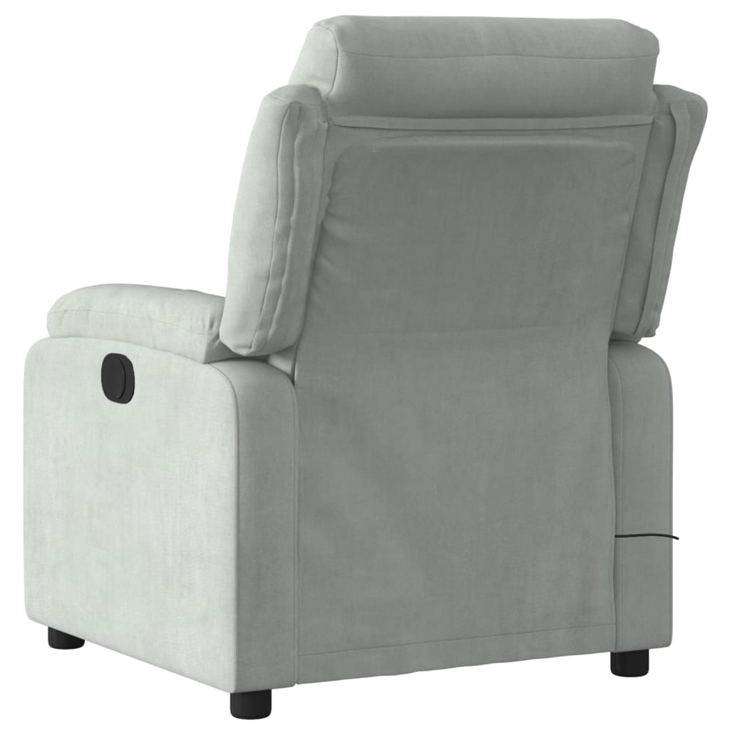 Fauteuil de massage inclinable gris clair velours Fauteuils vidaXL   