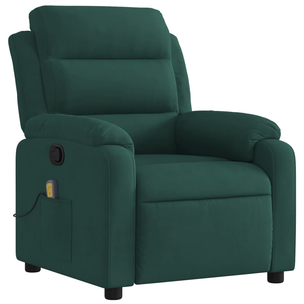 Fauteuil de massage inclinable vert foncé velours Fauteuils vidaXL   