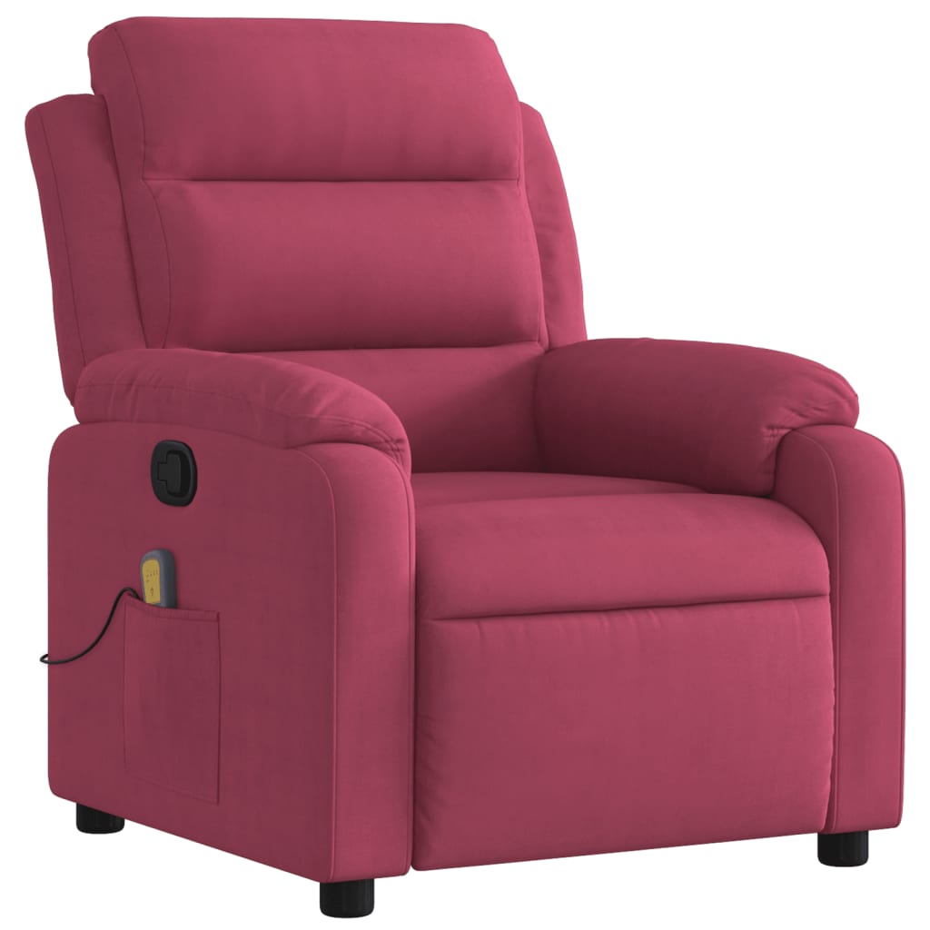 Fauteuil de massage inclinable rouge bordeaux velours Fauteuils vidaXL   