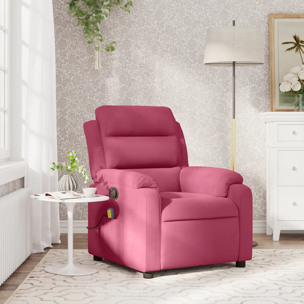 Fauteuil de massage inclinable rouge bordeaux velours Fauteuils vidaXL   