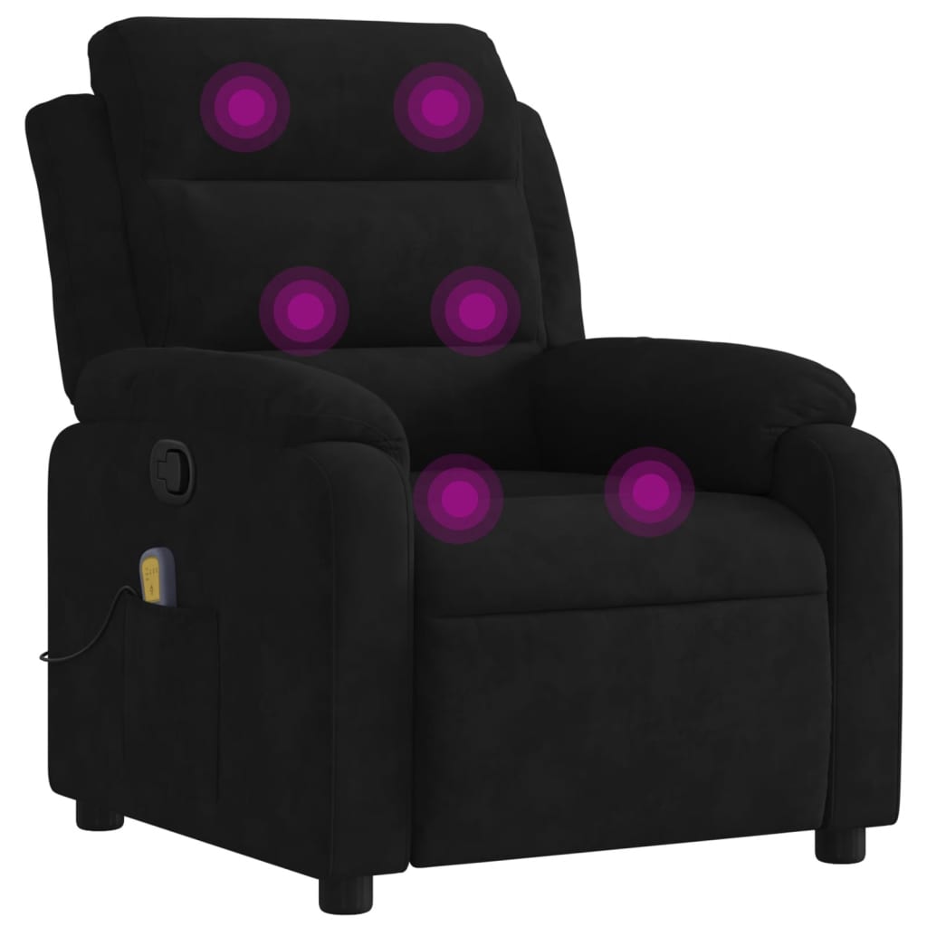 Fauteuil de massage inclinable noir velours Fauteuils vidaXL   