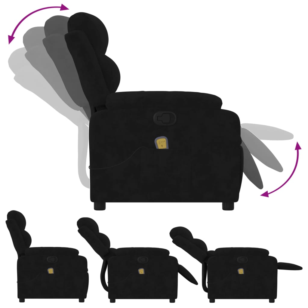 Fauteuil de massage inclinable noir velours Fauteuils vidaXL   