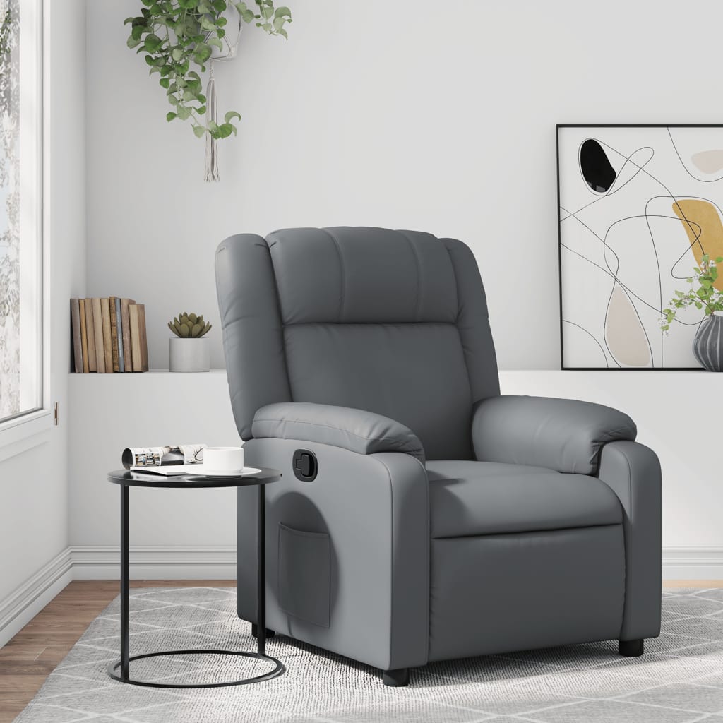 Fauteuil inclinable Gris Similicuir Fauteuils vidaXL   