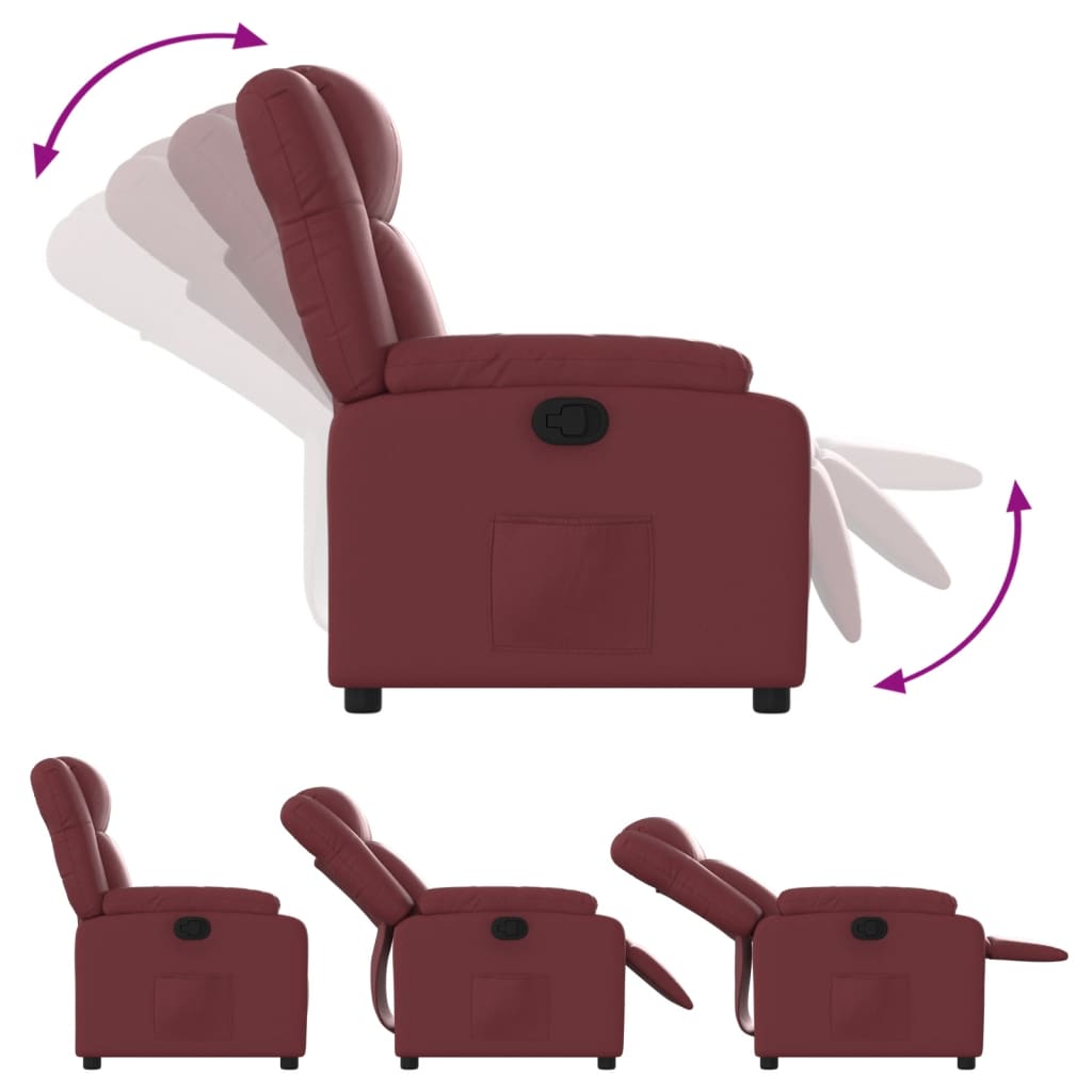 Fauteuil inclinable Rouge bordeaux Similicuir Fauteuils vidaXL   