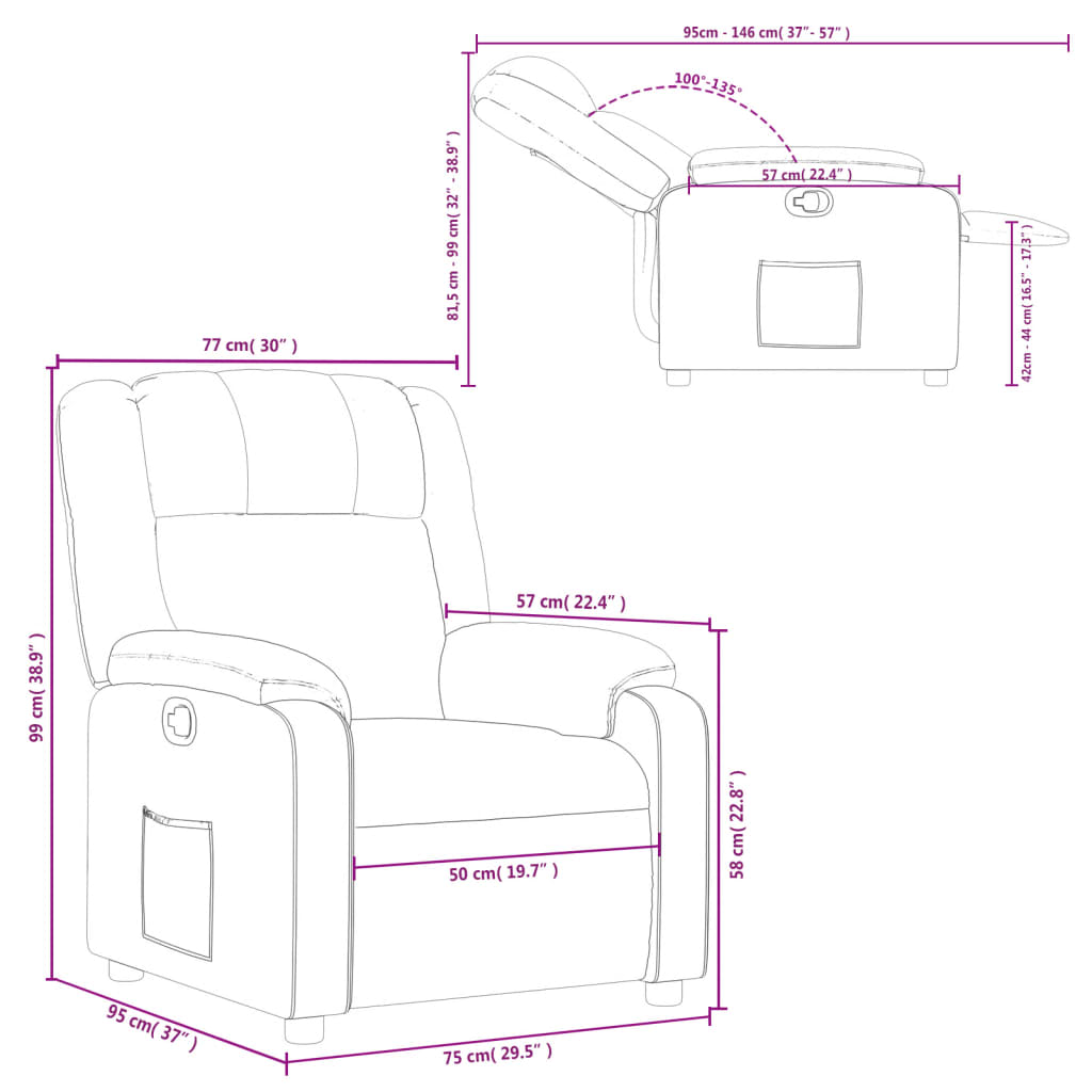 Fauteuil inclinable Rouge bordeaux Similicuir Fauteuils vidaXL   