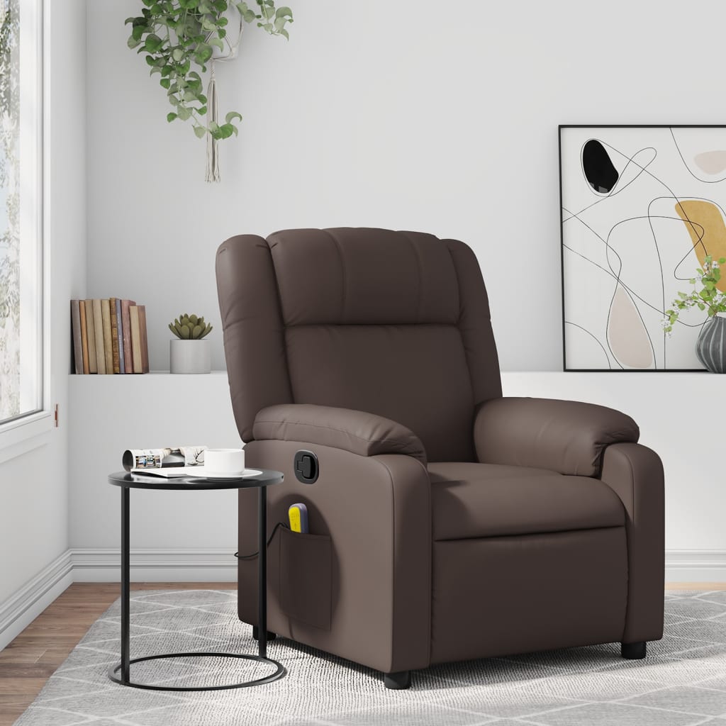 Fauteuil de massage inclinable Marron Similicuir Fauteuils vidaXL   