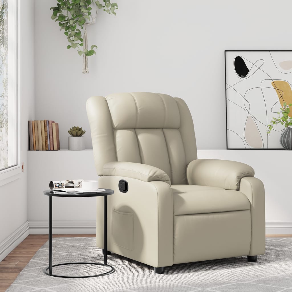 Fauteuil inclinable Crème Similicuir Fauteuils vidaXL   