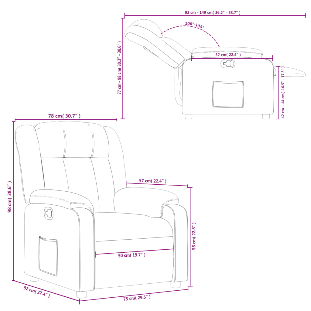 Fauteuil inclinable Marron Similicuir Fauteuils vidaXL   