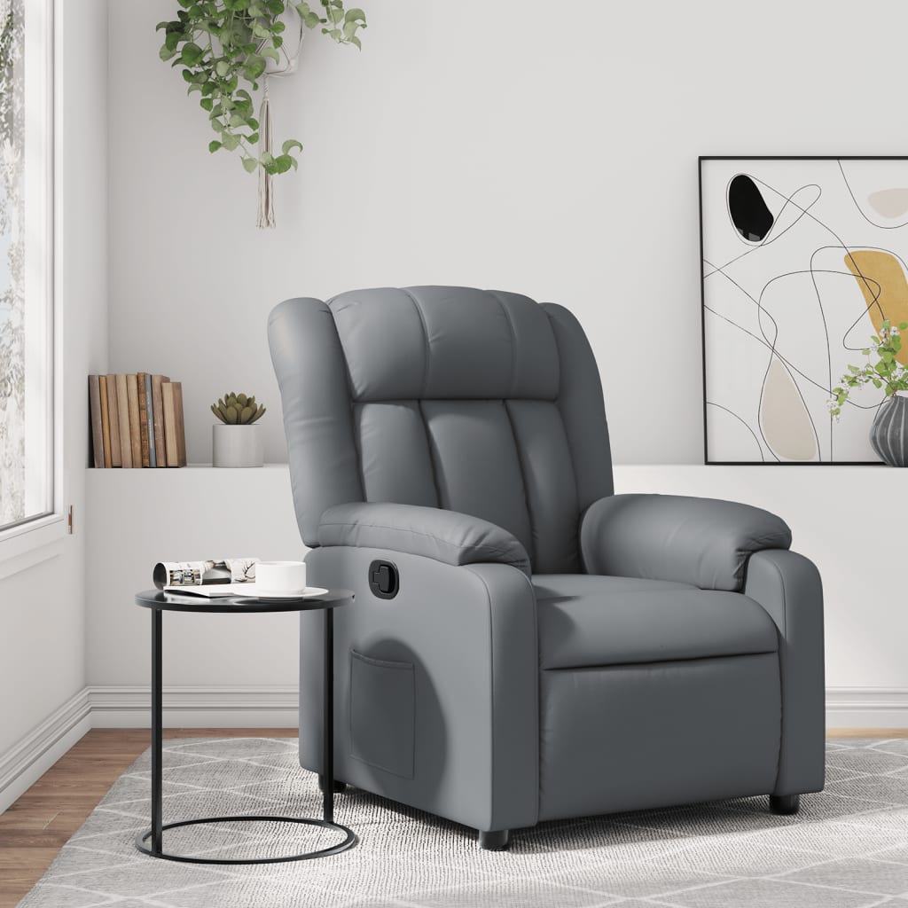 Fauteuil inclinable Gris Similicuir Fauteuils vidaXL   