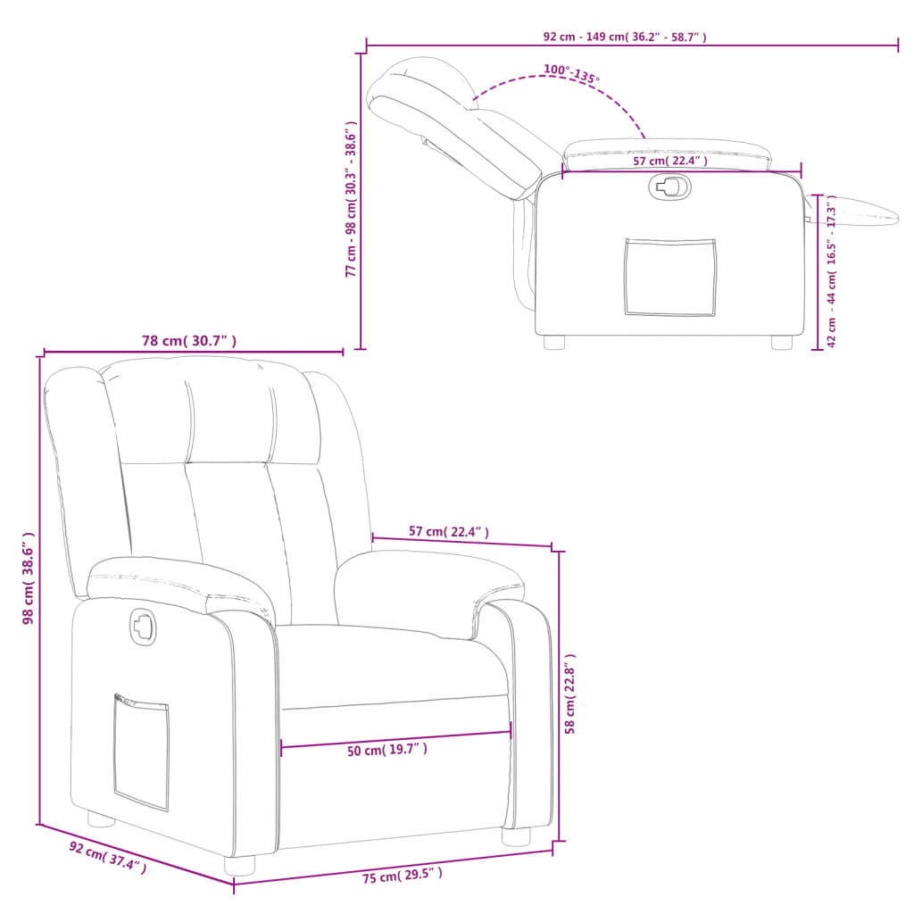 Fauteuil inclinable Rouge bordeaux Similicuir Fauteuils vidaXL   