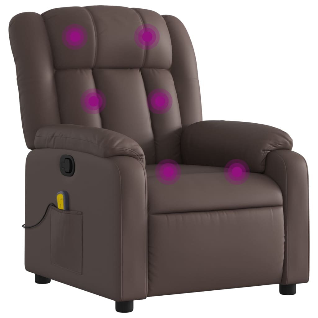 Fauteuil de massage inclinable Marron Similicuir Fauteuils vidaXL   