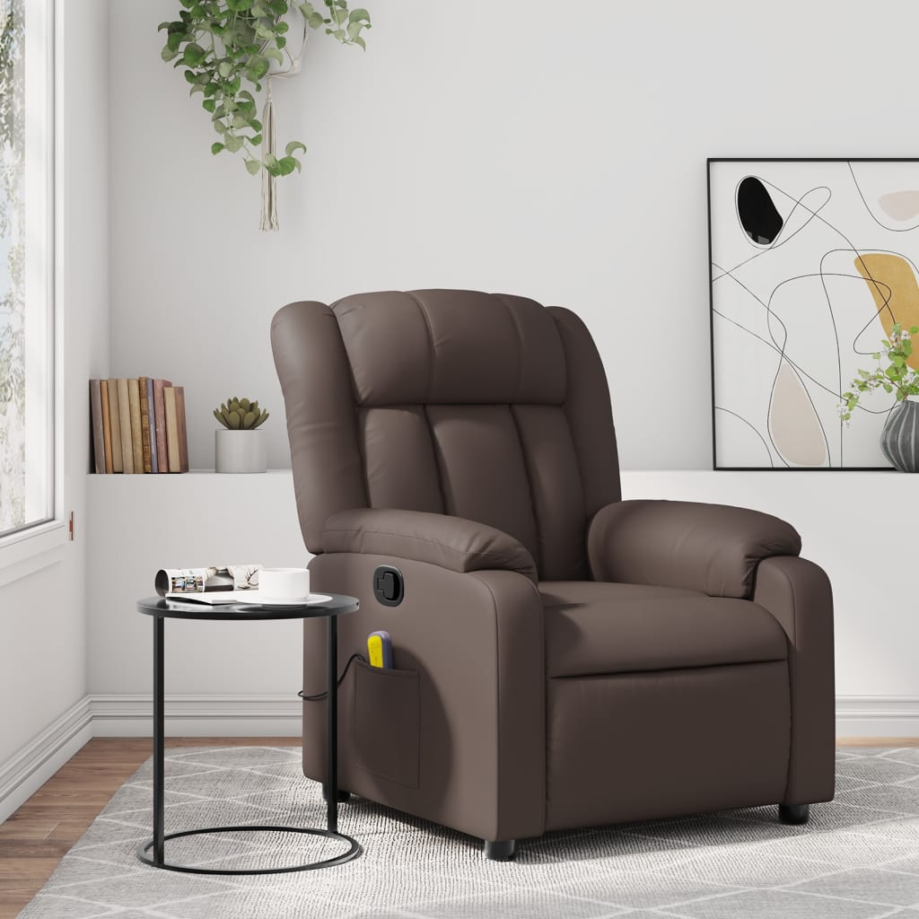 Fauteuil de massage inclinable Marron Similicuir Fauteuils vidaXL   