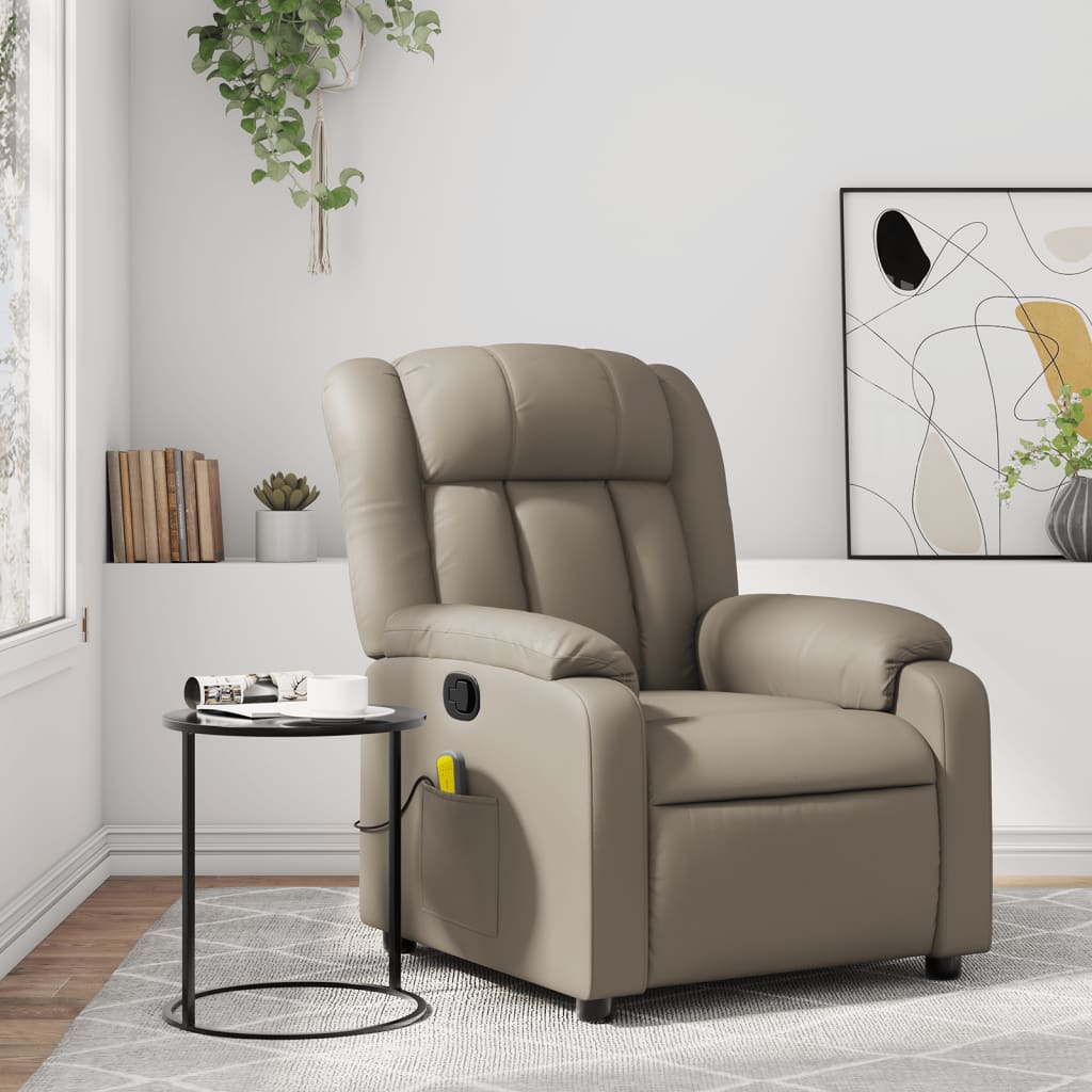 Fauteuil de massage inclinable Cappuccino Similicuir Fauteuils vidaXL   