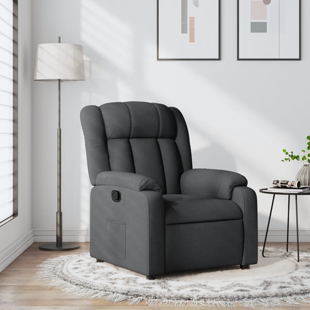 Fauteuil inclinable Gris foncé Tissu Fauteuils vidaXL   