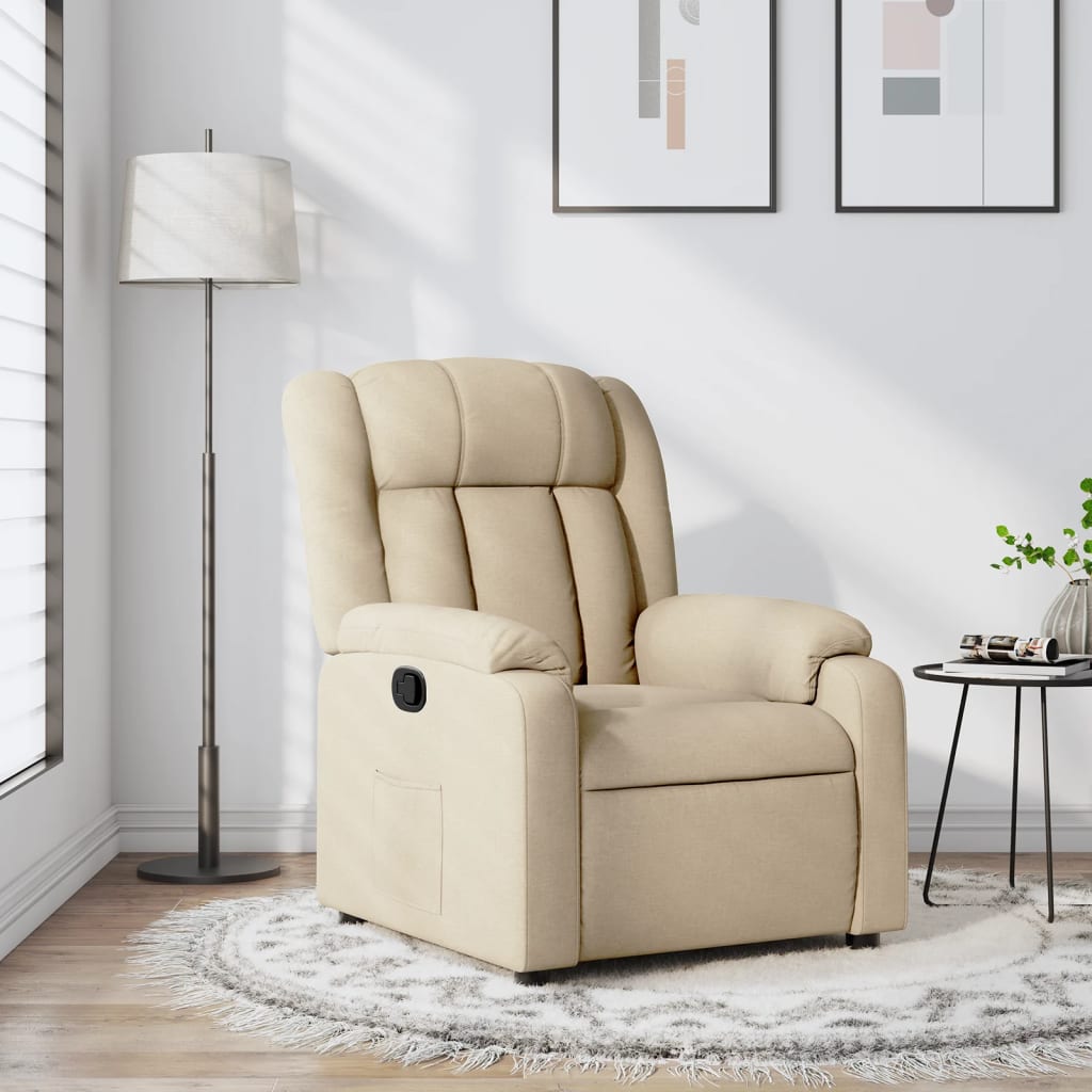 Fauteuil inclinable Crème Tissu Fauteuils vidaXL   