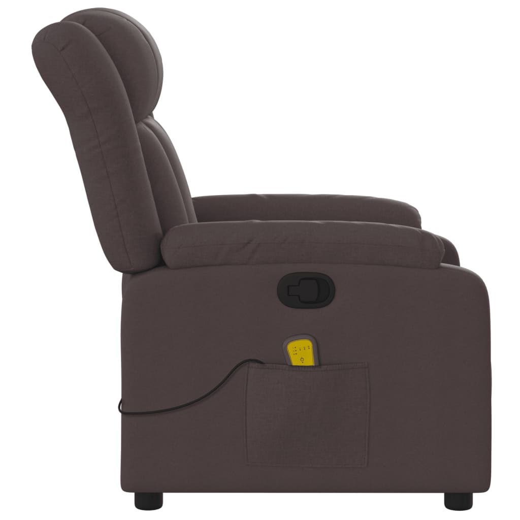 Fauteuil de massage inclinable Marron foncé Tissu Fauteuils vidaXL