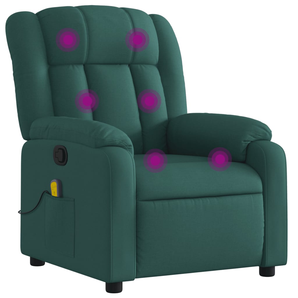 Fauteuil de massage inclinable Vert foncé Tissu Fauteuils vidaXL